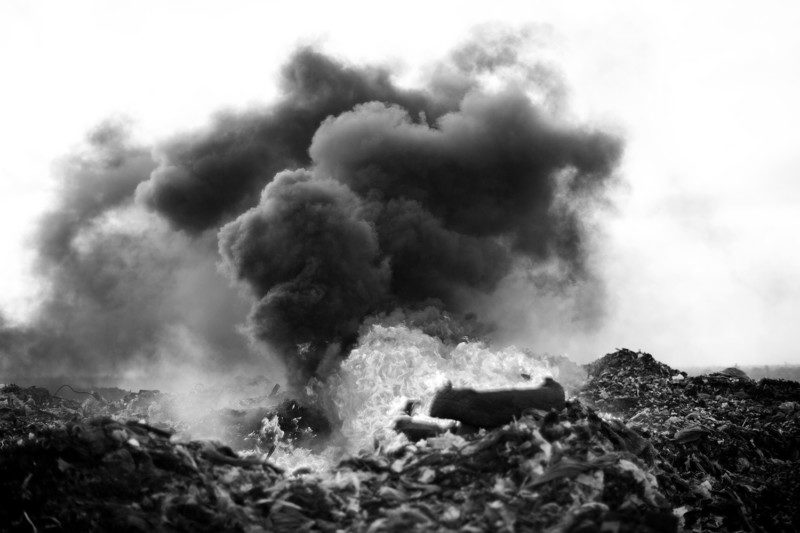 A cloud of smoke at the dumpsite in Maputo is the result of the continuous burning of electronics, contaminating the local environment and putting the human population’s health at risk.